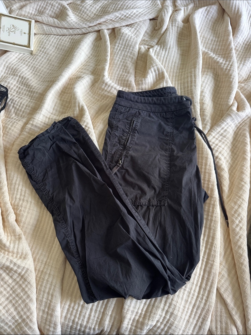 James Perse Black Cargo Drawstring Joggers